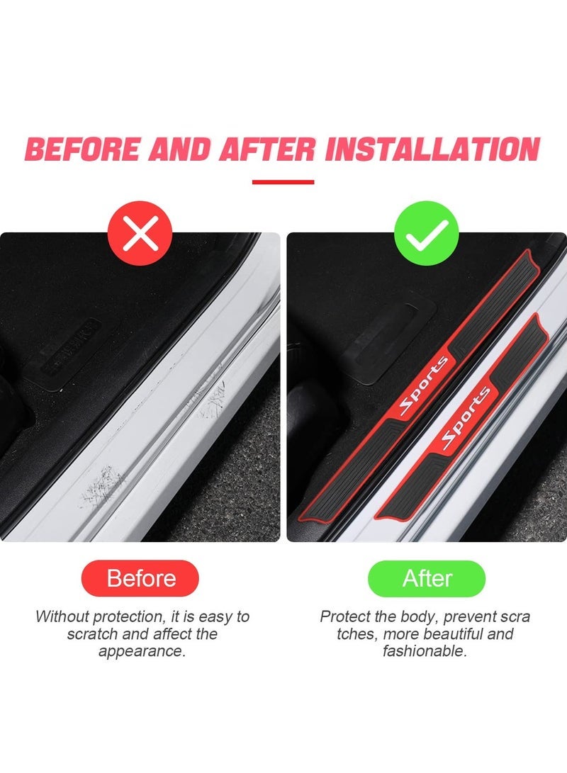 Captaintech Car Door Sill Plate Protectors, Auto Door Entry Guards Sill Scuff Cover Panel Step Protector, PVC Rubber Anti-Scratch Front Rear Door Pedal, Car Accessories for Most Vehicles (Red/Sport) - Image 5
