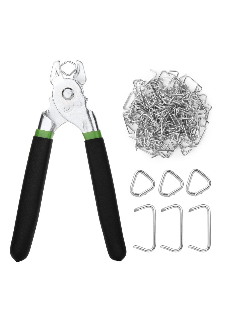 SYOSI Hog Ring Pliers Kit 300 Pack 3/4 Inch Galvanized Rings With 1 Pliers And For Fencing Automotive Upholstery  - Image 1