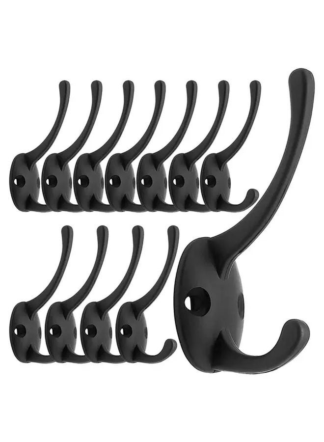 Black Wall Mounted Coat Hooks Retro Double Utility Hooks Set of 8 - Image 1