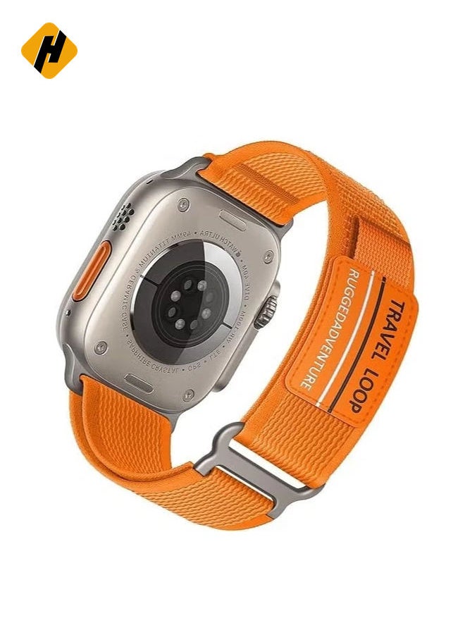Modified Nylon Strap Compatible with Apple watch Series Ultra 2 | 9 | 8 Ultra | 8 | 7 | 6, 49/45/44/42 mm, Breathable Nylon Strap with Buckle adhesive closing