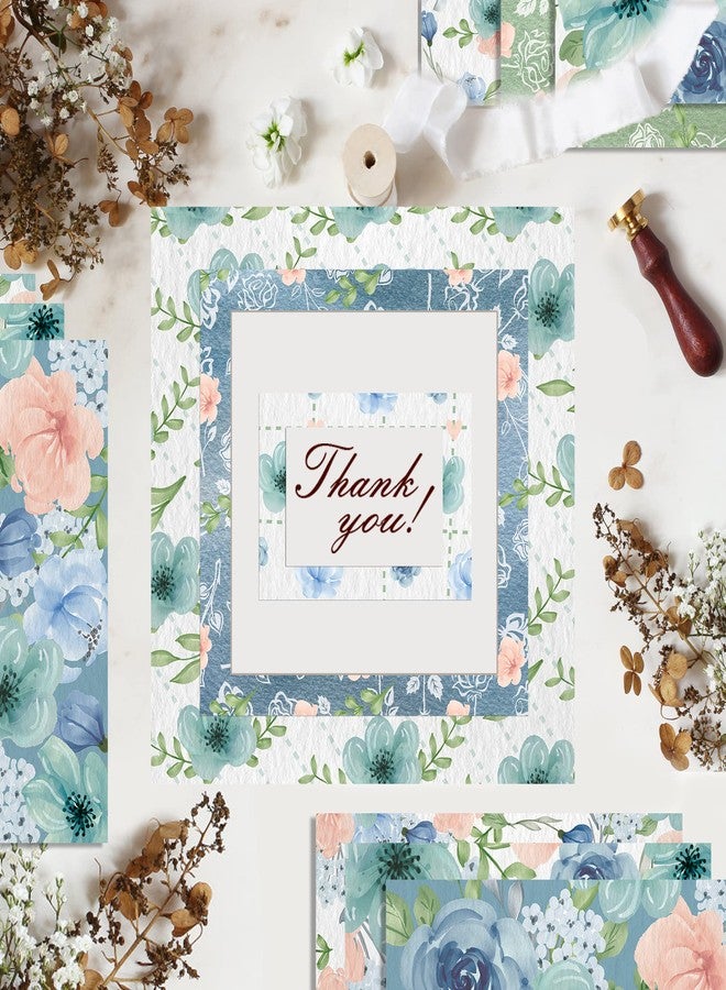 JOINFANXIN Vintage Watercolor Blue Roses Scrapbook Paper Pad,24 Pcs Pattern Double-Sided Decopodge Paper,Cardstock Paper for Scrapbooking DIY Decorative Background Cardmaking Supplies Craft Paper - Image 5