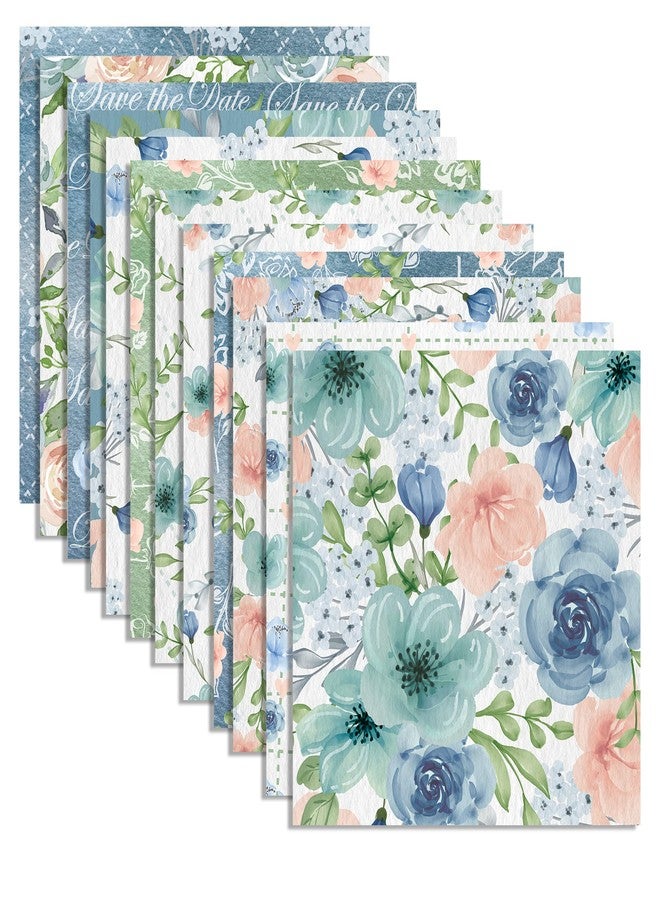 JOINFANXIN Vintage Watercolor Blue Roses Scrapbook Paper Pad,24 Pcs Pattern Double-Sided Decopodge Paper,Cardstock Paper for Scrapbooking DIY Decorative Background Cardmaking Supplies Craft Paper - Image 1