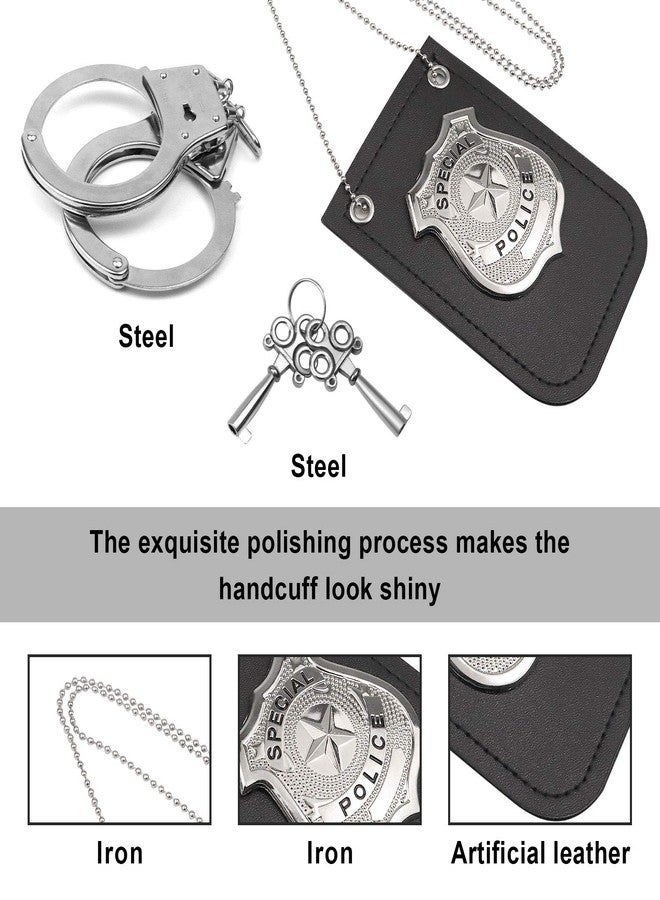 HAPTIME Police Badge, American Flag Badge, Toy Handcuffs Set for Kids' Cosplay, Pretend Play, School, Birthdays - Cop Role Play Kit for Classroom Fun, Party Favors, and Gifts - Image 2