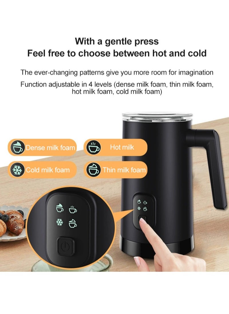 ET-LIFE 4-in-1 Hot & Cold Electric Milk Frother 160ml, Milk Warmer Coffee Milk Heater 350ml 400W FG-M01 Black  - Image 5