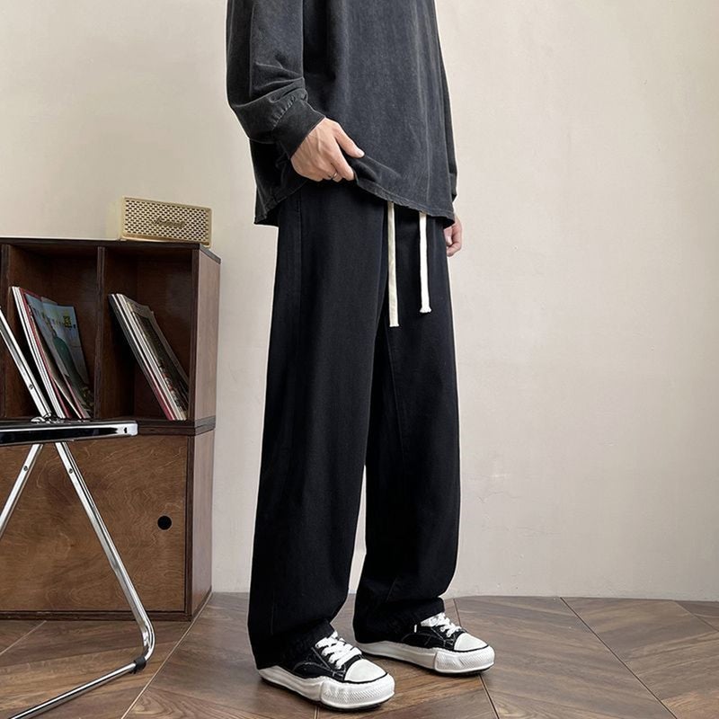 American Style High Street Yellow Mud Dyed Vintage Jeans Men'S And Women'S Summer Loose Straight Wide Leg Pants Instagram Style Trendy Brand Long Pants - Image 1