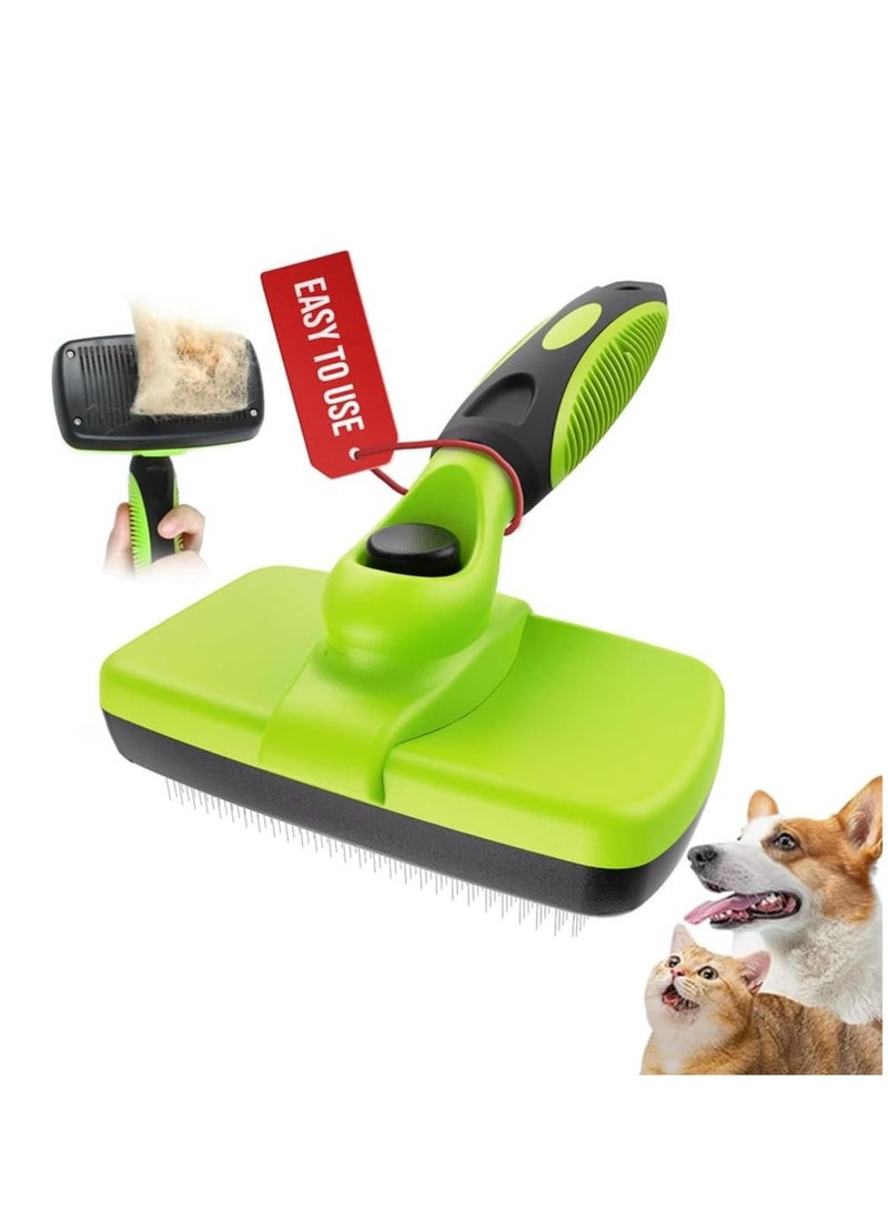 فرشاة تنظيف ذاتية للكلاب والقطط - وظيفة بنقرة واحدة، مزيل شعر لطيف وفعال للحيوانات الأليفة الصغيرة والمتوسطة والكبيرة، فرشاة للعناية بالحيوانات الأليفة، أداة إزالة التشابك، فرشاة لفك التشابك، شعيرات ناعمة للبشرة الحساسة، فرشاة شعر احترافية للحيوانات الأليفة ذرف وإزالة الفراء - Image 1