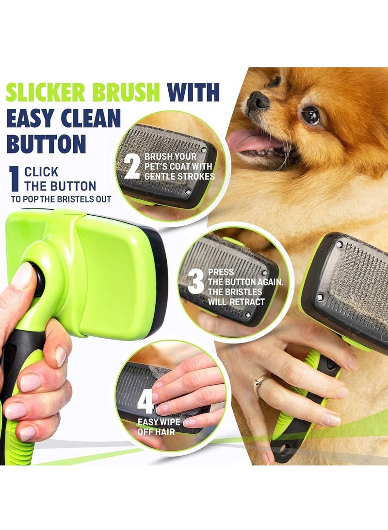 فرشاة تنظيف ذاتية للكلاب والقطط - وظيفة بنقرة واحدة، مزيل شعر لطيف وفعال للحيوانات الأليفة الصغيرة والمتوسطة والكبيرة، فرشاة للعناية بالحيوانات الأليفة، أداة إزالة التشابك، فرشاة لفك التشابك، شعيرات ناعمة للبشرة الحساسة، فرشاة شعر احترافية للحيوانات الأليفة ذرف وإزالة الفراء - Image 5