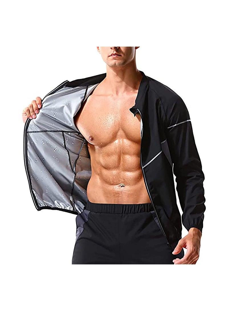 Y&D Sauna Suit for Men Sweat Jacket Long Sleeve Workout Zipper Top Gym Fitness Shirt(Size L) - Image 1