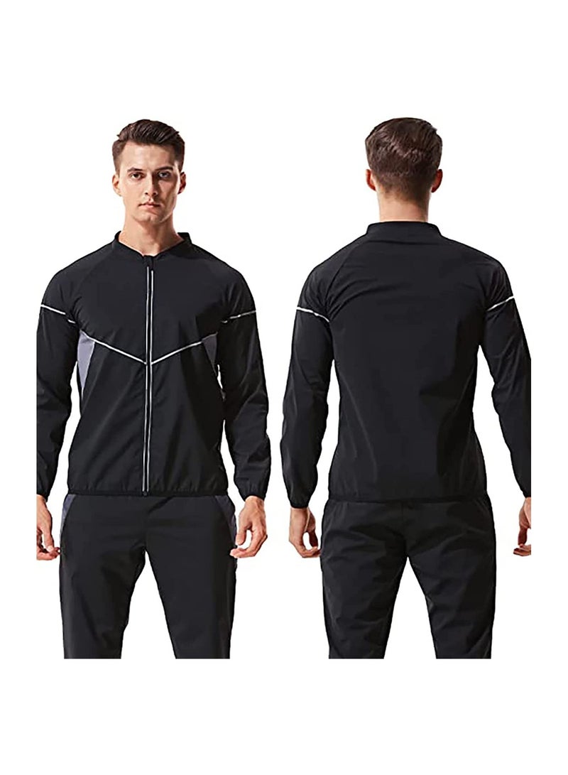 Y&D Sauna Suit for Men Sweat Jacket Long Sleeve Workout Zipper Top Gym Fitness Shirt(Size L) - Image 4