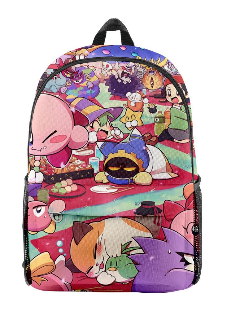 Kirby - 【School Season】Kirby Children's Cartoon Backpack Student Schoolbag Youth Large Capacity Backpack Suitable for 14-inch Laptop Bag Travel bag - Image 1