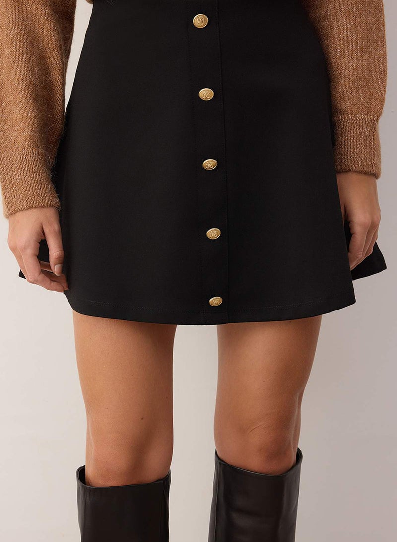 trendyol Black a Line/ALine Cutout Button Knitted Mini Skirt - Image 3