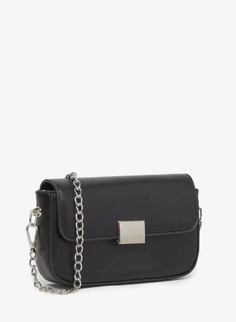 Styli Styli Black Baguette Bag with Chain Strap