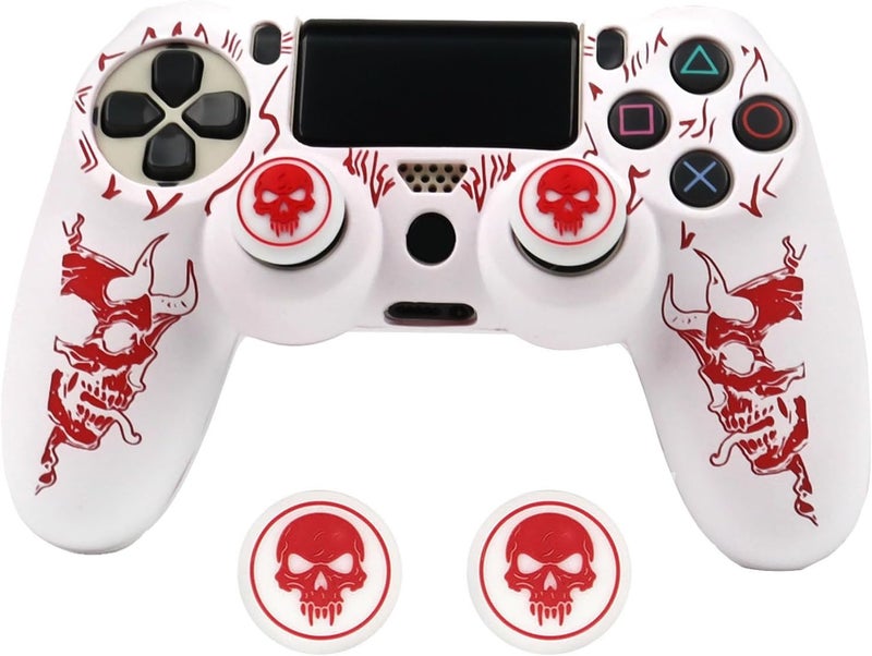 RALAN Horned Skull Head Design Controller Skin Cover with 2 Thumb Grips Compatible with PS4/Playstation 4 Slim/Pro Controller - Image 1
