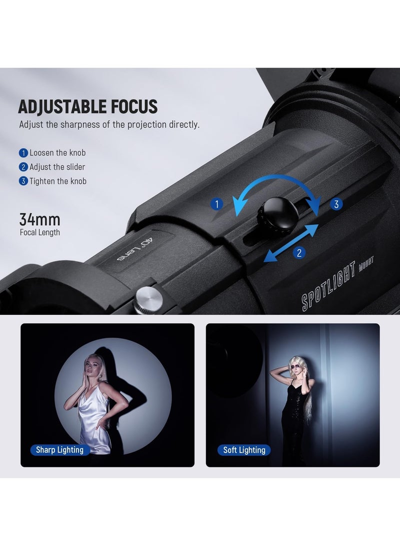 Neewer NEEWER 40° Bowens Mount Spotlight | Precision Lighting Attachment for Studio & Video Shooting | Professional Photography Accessory - Image 4
