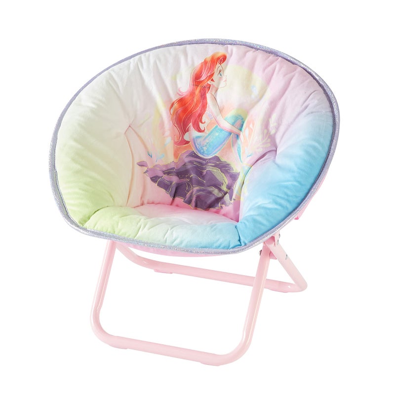Idea Nuova Disney Little Mermaid Toddler Saucer Chair19 Folding Kids Chair with Cushion Portable Lounge Seating Ages 3 - Image 2