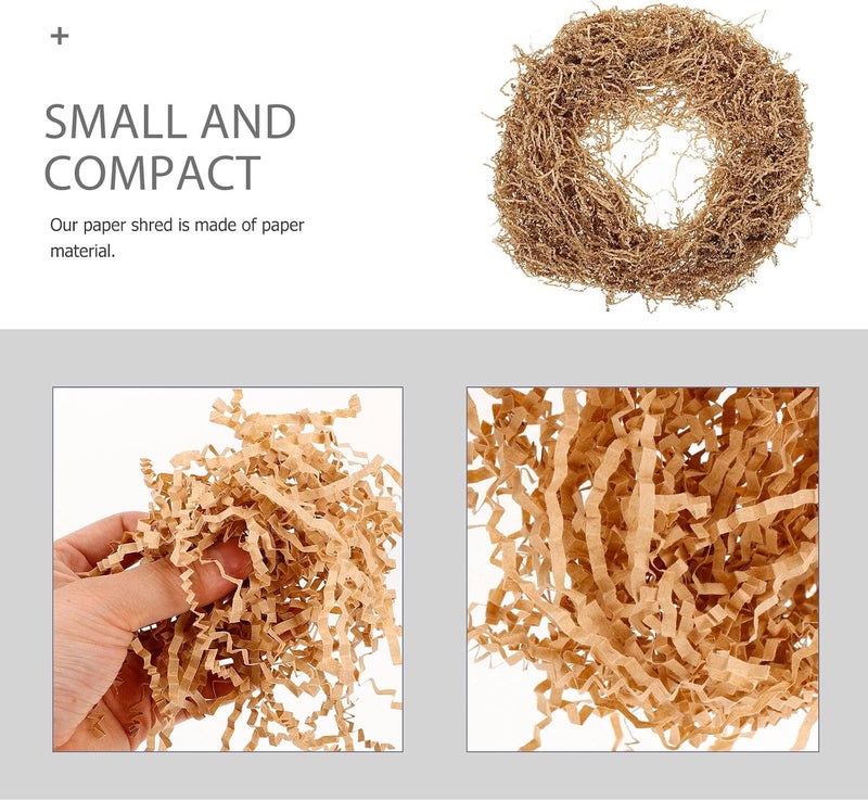 WOONEKY Raffia Grass Crinkle Cut Shredded Paper Filler 100g Pack Light Coffee Paper Shreds for Box Packaging and Basket Stuffing Craft Supplies - Image 3