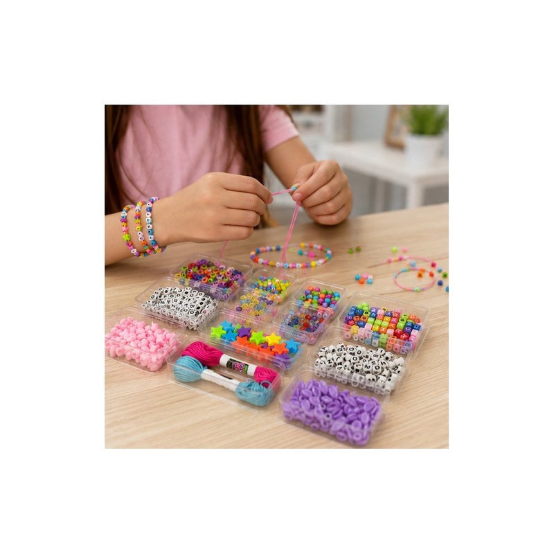 Designer DIY Jewellery Making Kit for Girls, Bracelet and Necklace Beads Set with Letter Beads, Colourful Craft Activity Toy - Image 3