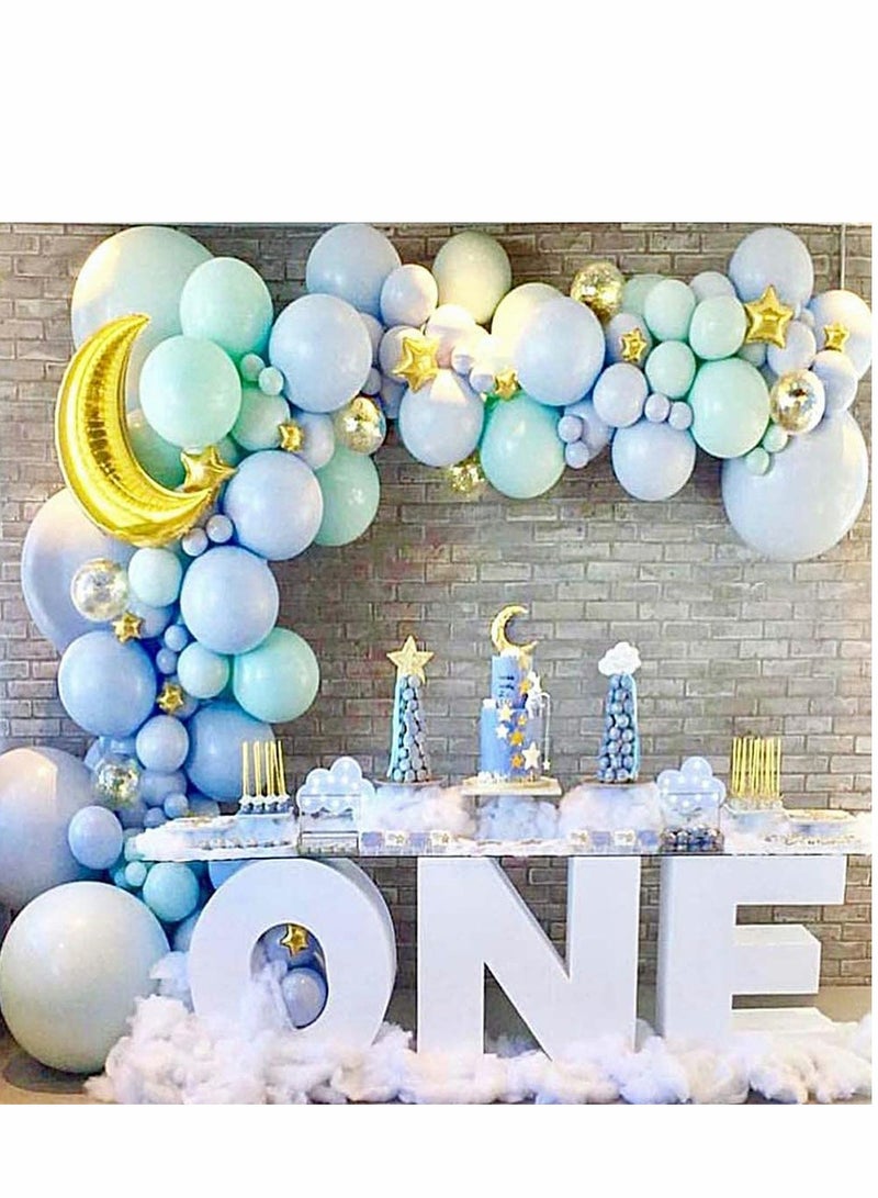 Excefore Balloon Arch Garland Kit,Confetti Latex Balloons 16Ft Party Decoration DIY Set (137Pcs Moon Blue+2 Tools ) - Image 5