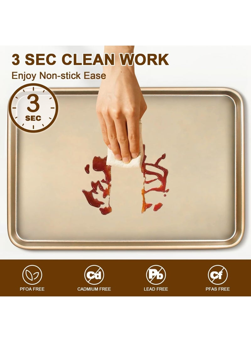 SYOSI Baking Sheet Pan, Set of 2 Nonstick Carbon Steel Cookie and Jelly Roll Pans, Heavy Duty Oven Tray for Baking Cookies Cakes Pastries, Easy Clean Bakeware for Home or Professional Kitchen 15x10 Inch - Image 5