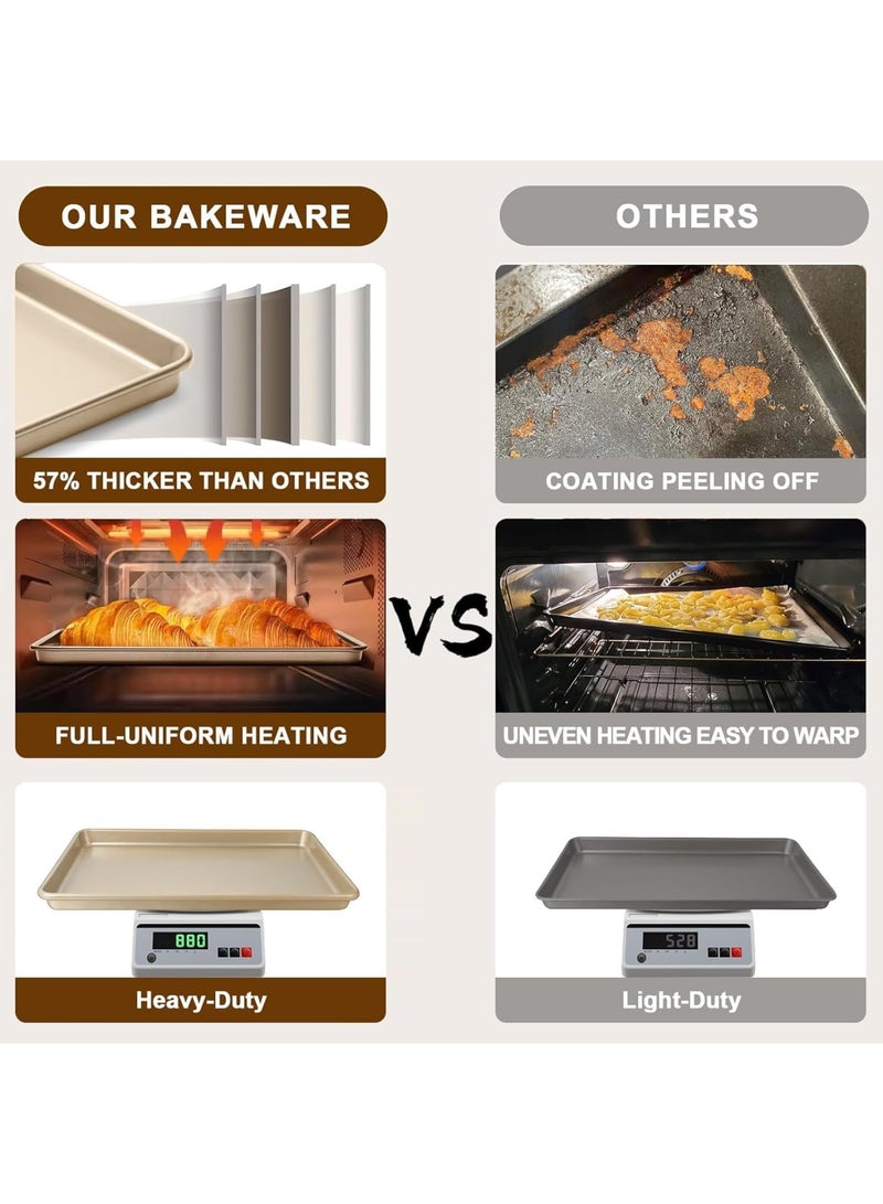 SYOSI Baking Sheet Pan, Set of 2 Nonstick Carbon Steel Cookie and Jelly Roll Pans, Heavy Duty Oven Tray for Baking Cookies Cakes Pastries, Easy Clean Bakeware for Home or Professional Kitchen 15x10 Inch - Image 4