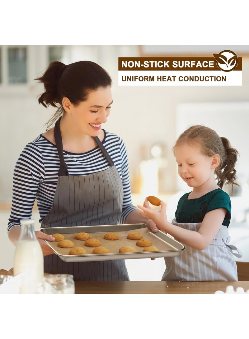 SYOSI Baking Sheet Pan, Set of 2 Nonstick Carbon Steel Cookie and Jelly Roll Pans, Heavy Duty Oven Tray for Baking Cookies Cakes Pastries, Easy Clean Bakeware for Home or Professional Kitchen 15x10 Inch - Image 3