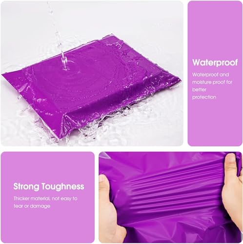 Metronic Poly Mailers 10x13 100 PC, Small Shipping Bags Mailing Envelopes Self Seal, Mailers Poly Bags for Shipping Waterproof and Tear-Proof, Mailing Bag Packaging Bags for Small Business, Purple - Image 3