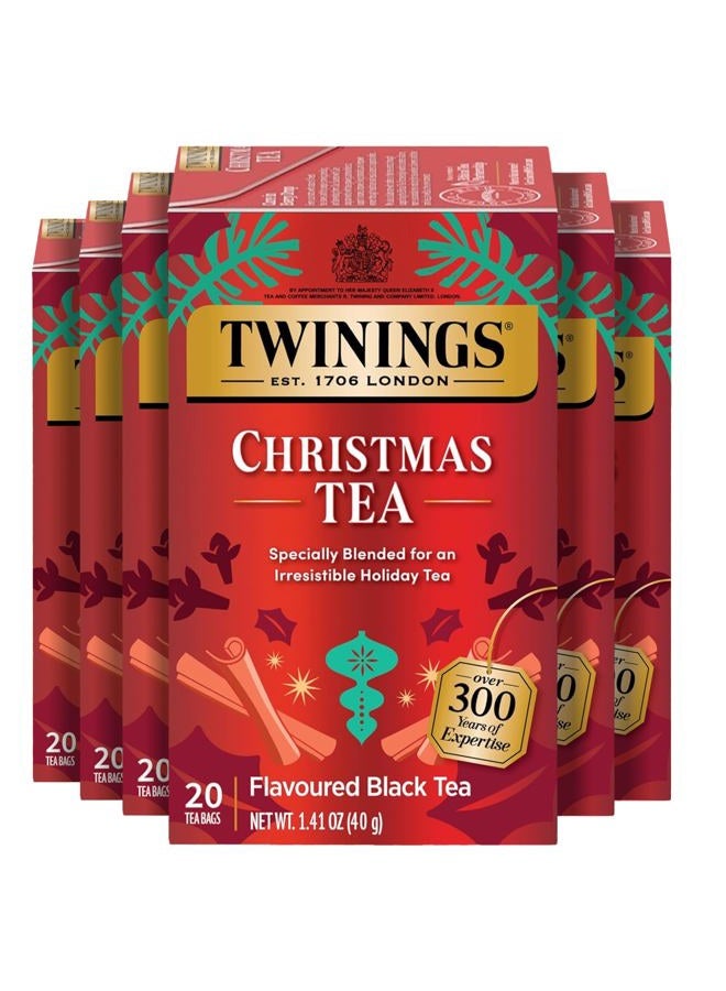 Twinings Christmas Black Tea Individually Wrapped Bags, 20 Count (Pack of 6), Aromatic Cinnamon & Clove, Caffeinated, Enjoy Hot or Iced, 120 Teabags  - Image 1