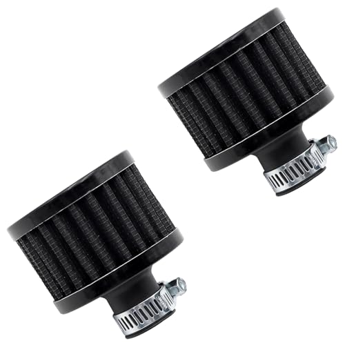 Eoppen 2Pcs 12mm Air Filter Mini Universal Vent Crankcase Cold Air Intake Breathe Filter for Car and Motorcycle Black - Image 1
