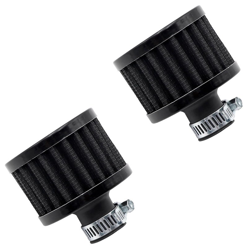 Eoppen 2Pcs 12mm Air Filter Mini Universal Vent Crankcase Cold Air Intake Breathe Filter for Car and Motorcycle Black - Image 3