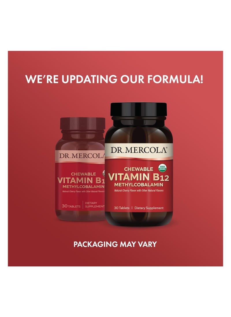 Dr. Mercola Chewable Vitamin B12 Methylcobalamin Natural Cherry Flavor With Other Natural Flavors 30 Tablets Dietary Supplement  - Image 3