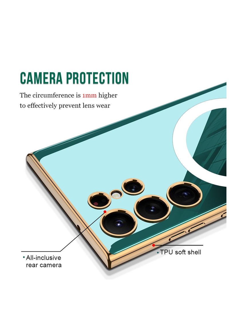 Aookay - Magnetic Case for Samsung S24 Ultra Case Cover, Compatible with MagSafe, Camera Lens Protector Shockproof Electroplated Silicone Cover for Galaxy S24 Ultra (Black) - Image 1