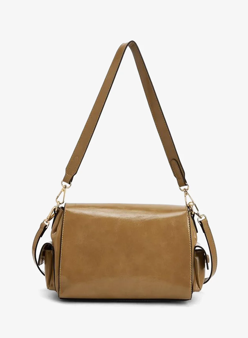 Paprika TAUPE Solid Shoulder Bag With Detachable Strap for Women | Best Price UAE