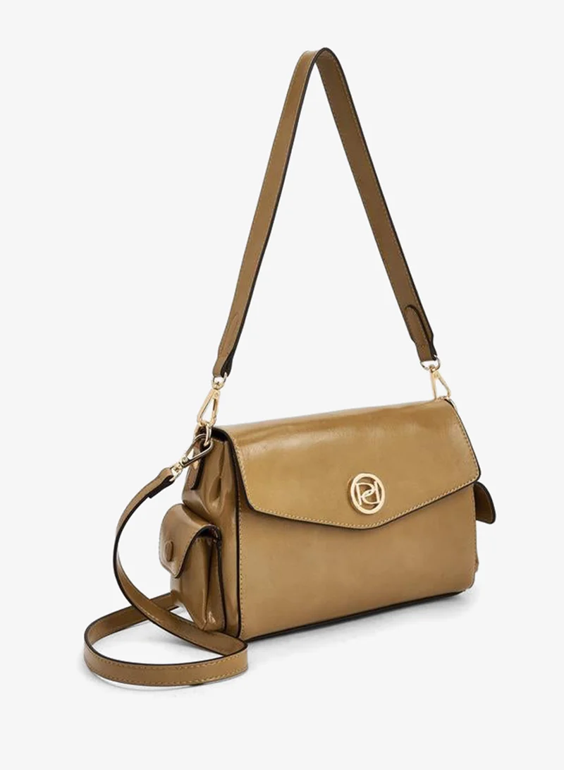 Paprika TAUPE Solid Shoulder Bag With Detachable Strap for Women | Best Price UAE