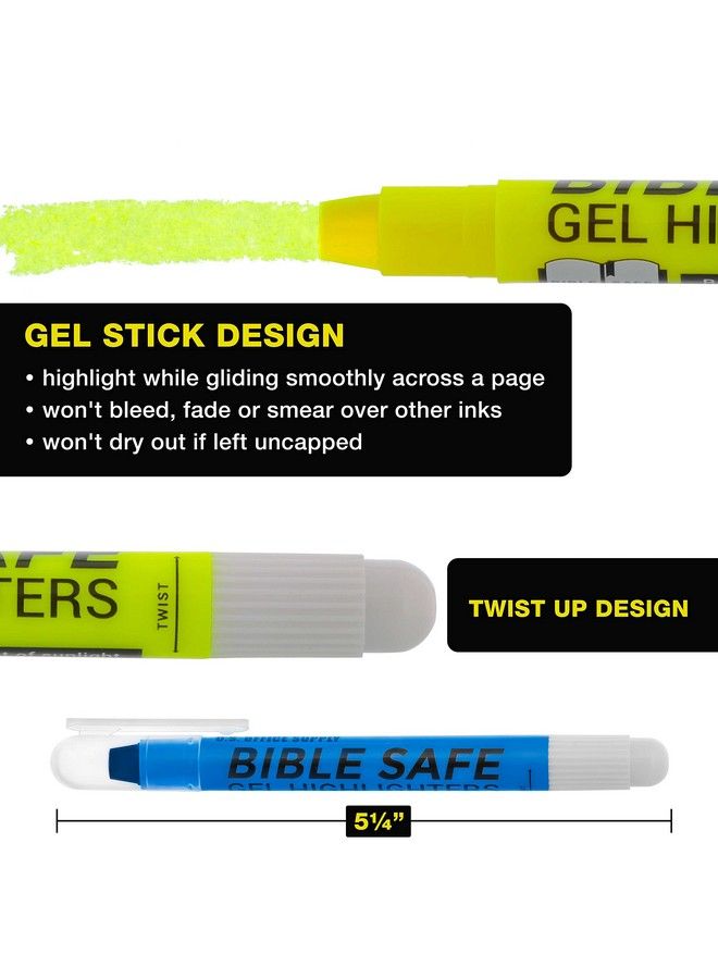 US Office Supply U.S. Office Supply Bible Safe Gel Highlighters Pack Of 12 Set With 6 Bright Neon Yellow Highlight Colors Plus 6 Colors Orange Pink Purple Green Blue Won'T Bleed Fade Or Smear Study Guide - Image 4