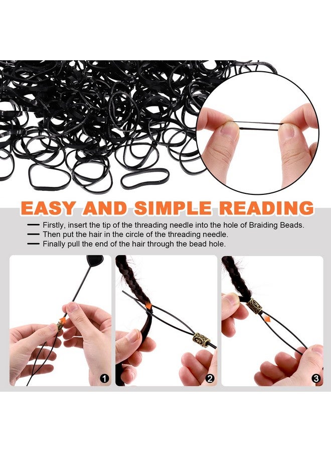 Tanstic 300Pcs Viking Rune Beads Hair Beard Beads Set Norse Hair Beads Dreadlock Beads Including 5Pcs Black Pull Hairpin Quick Beader Hairpins And 200Pcs Black Rubber Bands With A Bag For Men Women - Image 5