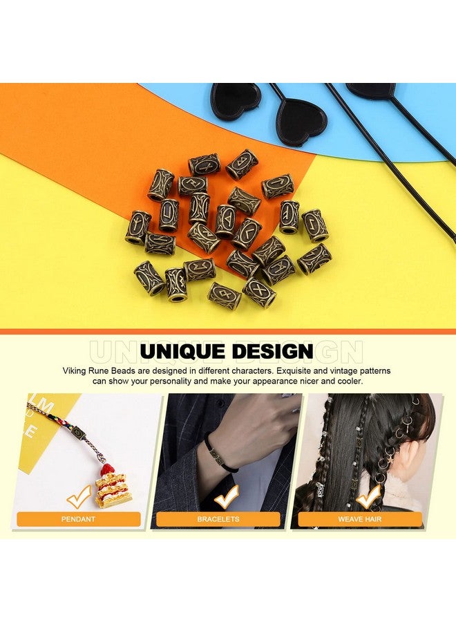 Tanstic 300Pcs Viking Rune Beads Hair Beard Beads Set Norse Hair Beads Dreadlock Beads Including 5Pcs Black Pull Hairpin Quick Beader Hairpins And 200Pcs Black Rubber Bands With A Bag For Men Women - Image 4
