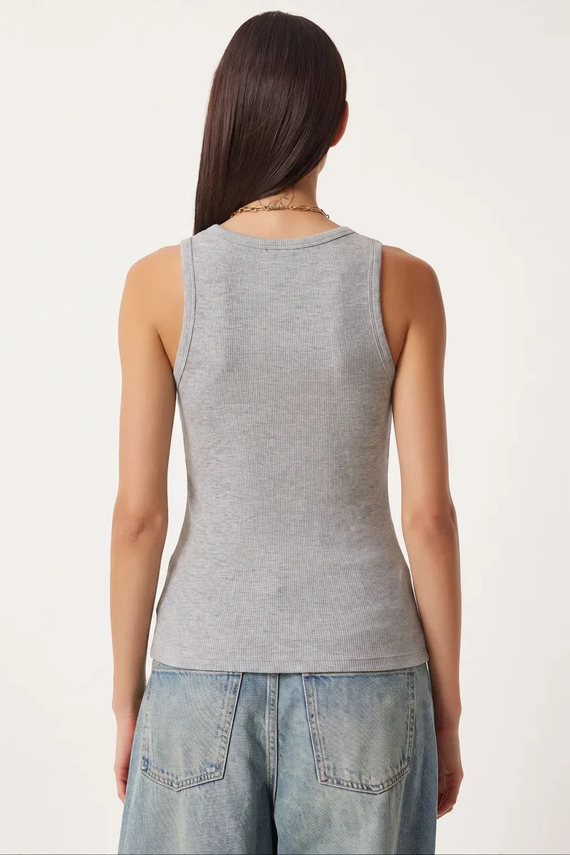 Happiness İstanbul ISTANBUL Fitted Cotton U Collar Tank Top