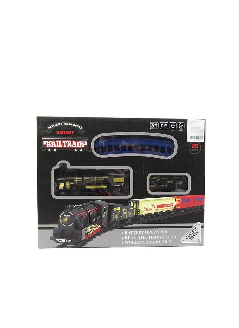 Classic Railway Train Set With Sound And Light - 20pcs - No:4018-13  - Image 1