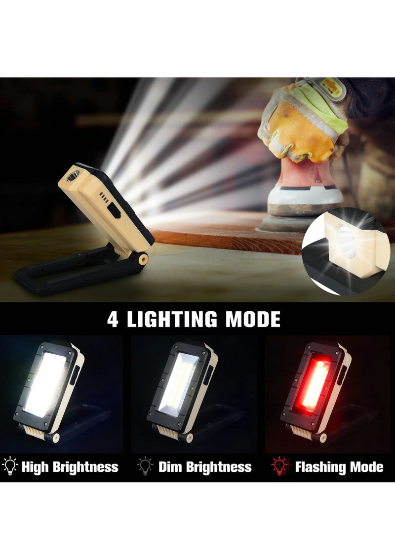 Loquat LED Work Light, Rechargeable Light Mechanic COB Inspection 1200 Lumens u0026 IPX4 Waterproof with Magnetic Hanging Hook, Job Site Lighting for Camping, Car Repairing, Backpacking, Yellow - Image 5