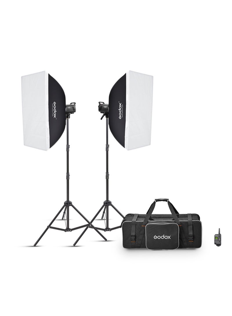 Godox MS300-F 2-Monolight Studio Flash Kit – Twin 300 Ws Heads + Softboxes, Stands & Wireless Trigger - Image 1