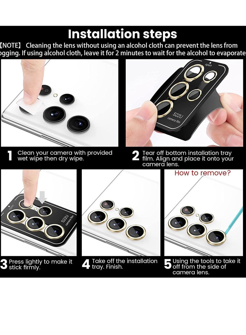 Camera Lens Tempered Glass Protector for Galaxy S22 Ultra, Aviation Aluminum Alloys Protection Cap Scratch Resistant Protector, Compatible with Galaxy S22 Ultra