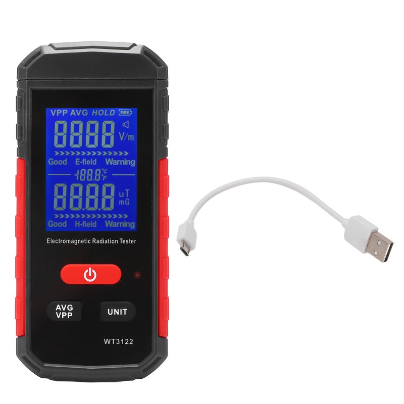 كاشف الإشعاع: مراقب محمول مزدوج المجال مصنوع من البلاستيك الأكريليكي (ABS) - شاشة LCD ملونة، إنذار بصوت وضوء، قفل بيانات بمفتاح واحد للمنزل والمكتب والعمل الميداني - Image 1
