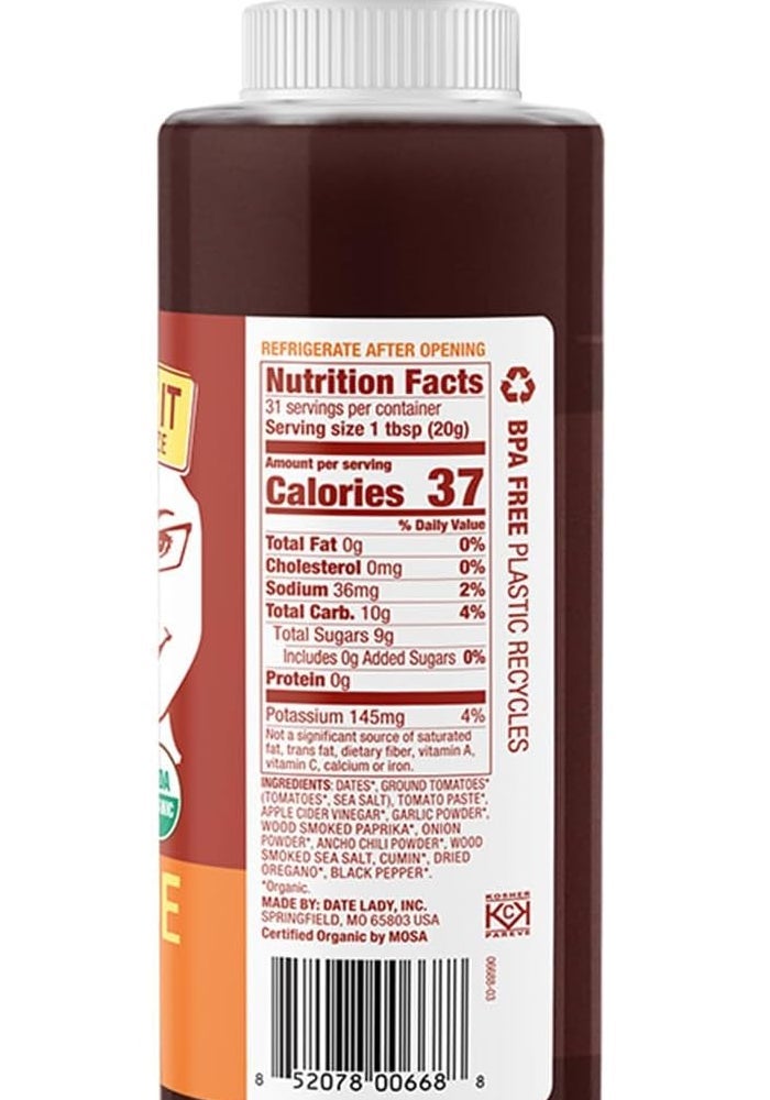Date Lady Organic Barbecue Sauce - Gluten Free, Vegan, No Added Sugars, 22 Oz - Image 2