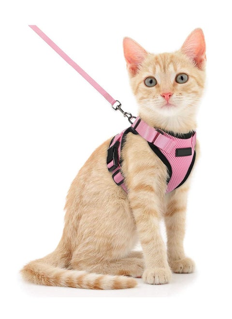 Cat Harness and Leash Set Escape Proof Safe Adjustable Kitten Vest Harnesses for Walking Easy Control Soft Breathable Mesh Jacket with Reflective Strips for Cats