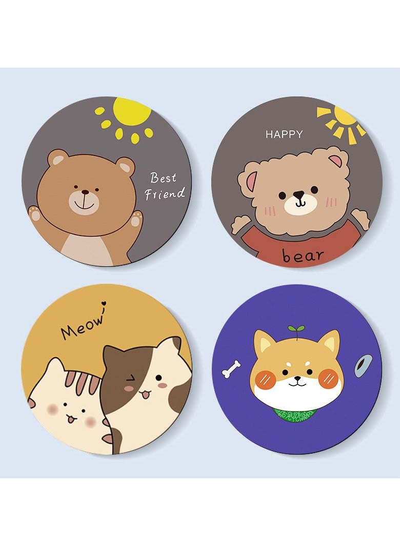 Cute Animal Coasters Set - 4PCS Adorable Bear, Puppy & Cat Design Diatomite Mud Heat-Resistant Cup Pads, Non-Slip & Stain-Proof Tableware Decor for Home/Kids  - Image 3