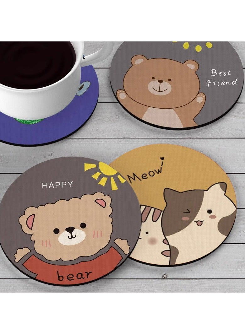 Cute Animal Coasters Set - 4PCS Adorable Bear, Puppy & Cat Design Diatomite Mud Heat-Resistant Cup Pads, Non-Slip & Stain-Proof Tableware Decor for Home/Kids  - Image 5