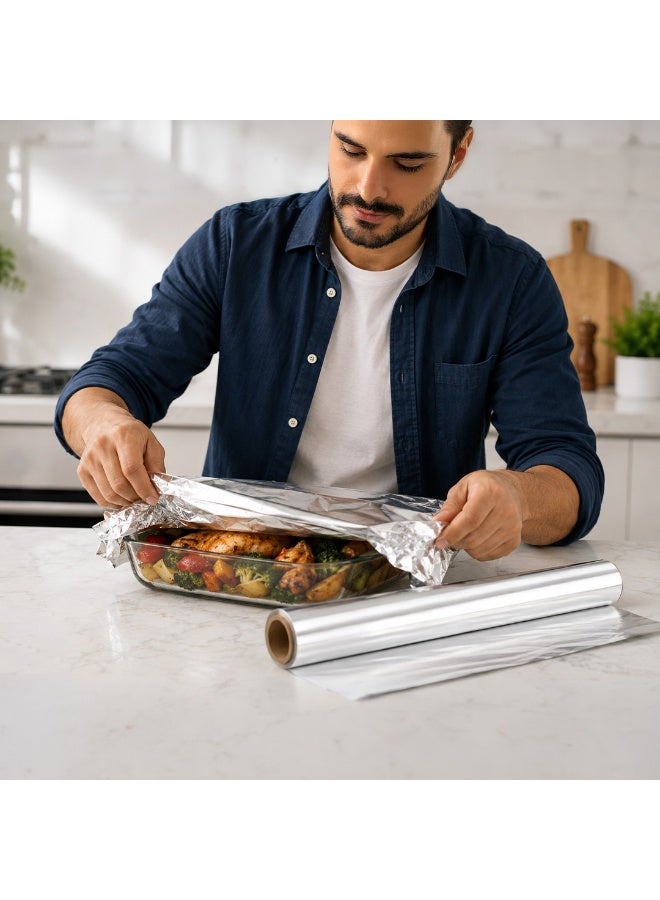 Ideal Pack Aluminium Foil Roll 450 mm Width – Heavy Duty Kitchen Foil for Wrapping, Baking, Grilling, Freezing & Food Storage | 2 Kg Gross Weight - Image 2
