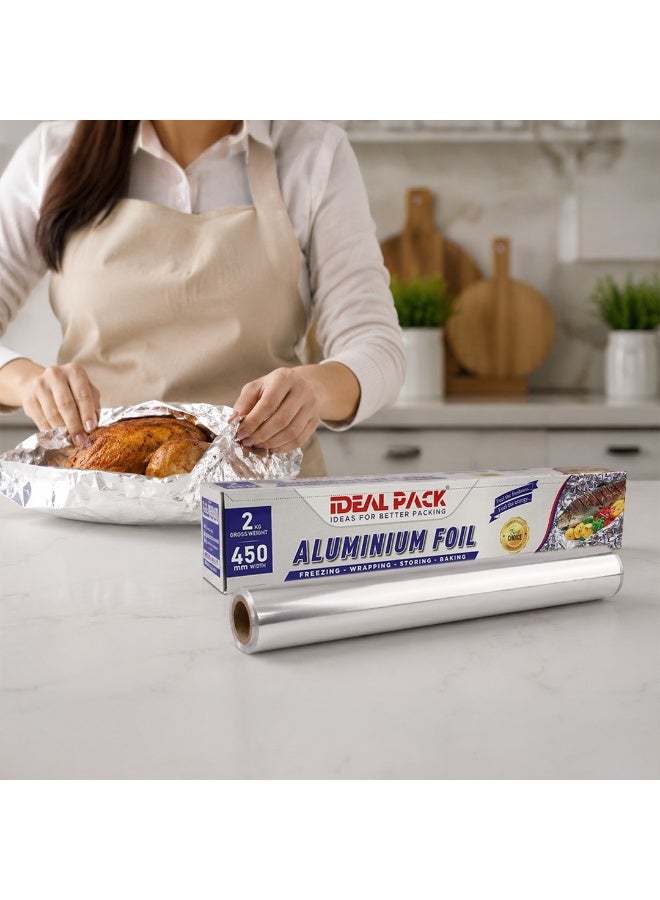 Ideal Pack Aluminium Foil Roll 450 mm Width – Heavy Duty Kitchen Foil for Wrapping, Baking, Grilling, Freezing & Food Storage | 2 Kg Gross Weight - Image 3