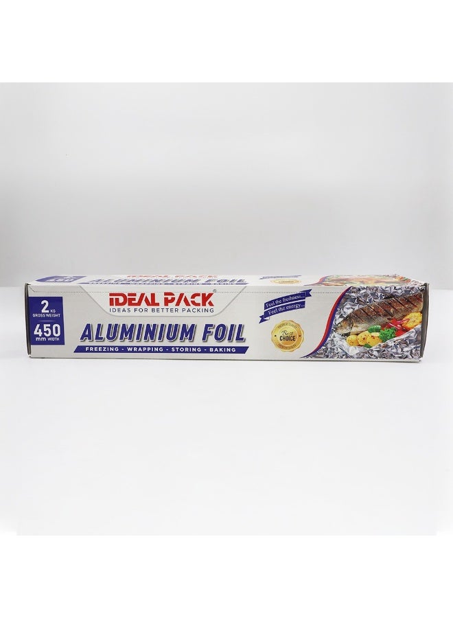 Ideal Pack Aluminium Foil Roll 450 mm Width – Heavy Duty Kitchen Foil for Wrapping, Baking, Grilling, Freezing & Food Storage | 2 Kg Gross Weight - Image 1