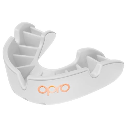 OPRO Bronze Level Sports Mouthguard – Custom-Fit, Breathable, Slim Design – Protective Mouth Guard for Football, Wrestling, Boxing, MMA, Lacrosse & All Contact Sports, Case Included – White, Adult - Image 1